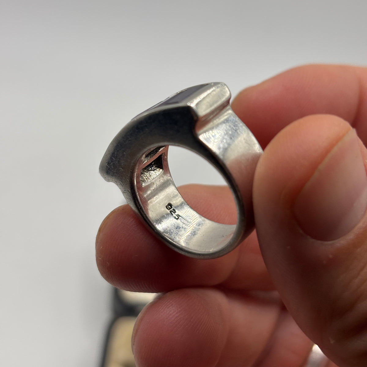Silver Amazing Heavy Amethyst Ring (O)