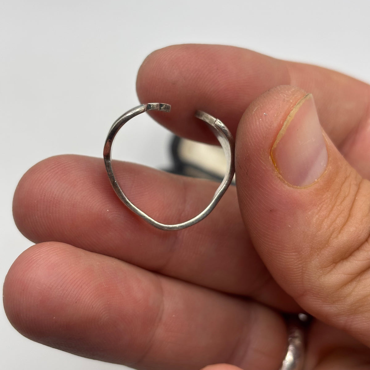 Silver 1970s Norman Grant Enamel Ring (Q)