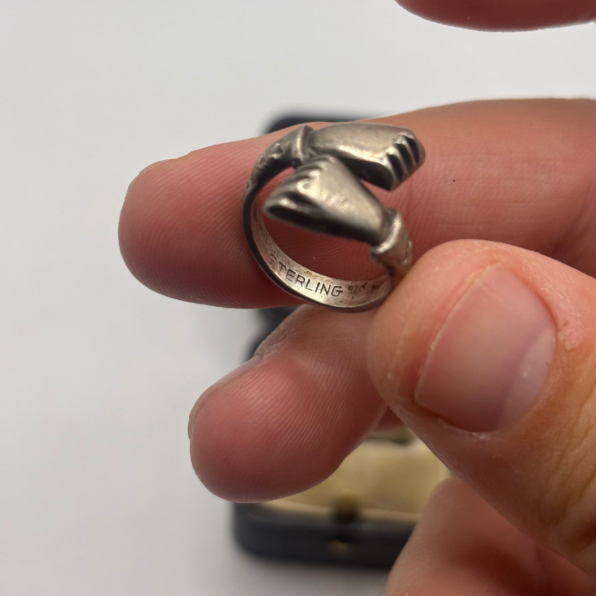 Silver Vintage Double Fist Ring (F)
