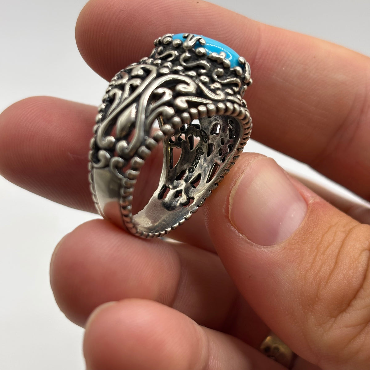 Silver Heavy Carolyn Pollack Turquoise Ring (T)