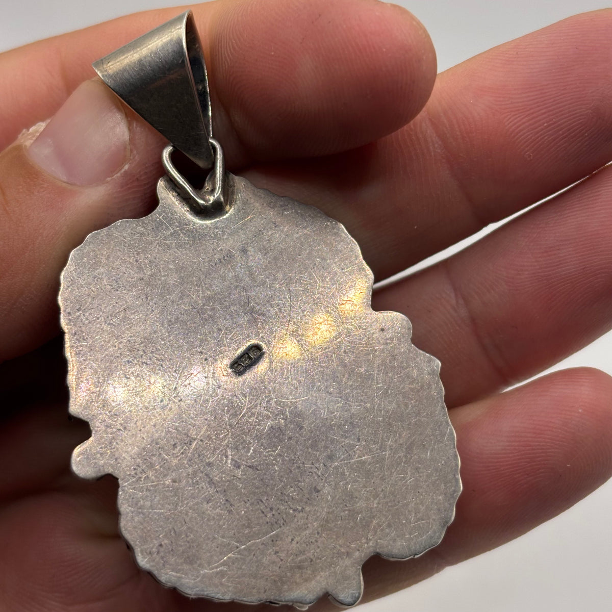 Silver Native American Kokopelli Turquoise Pendant