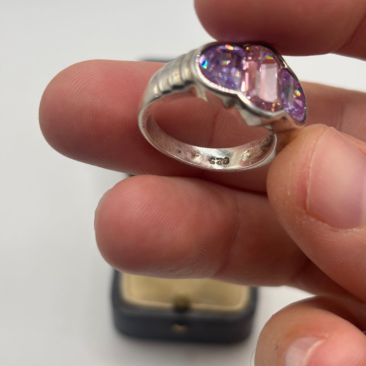 Silver Pink & Purple CZ Ring (R)