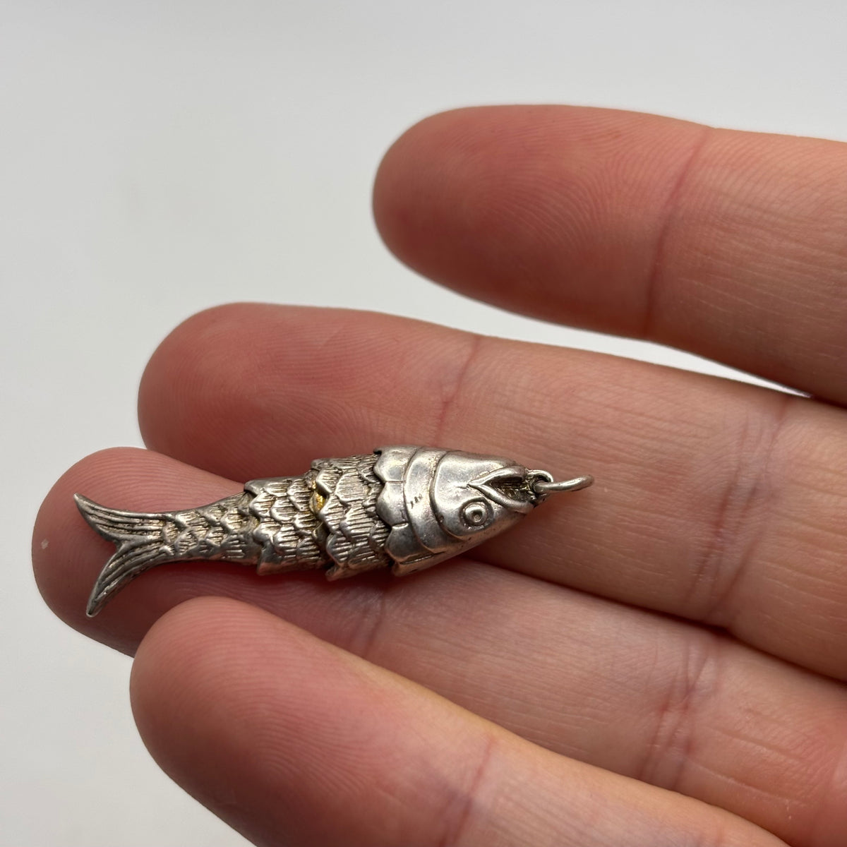 Silver Anatomical Fish Pendant