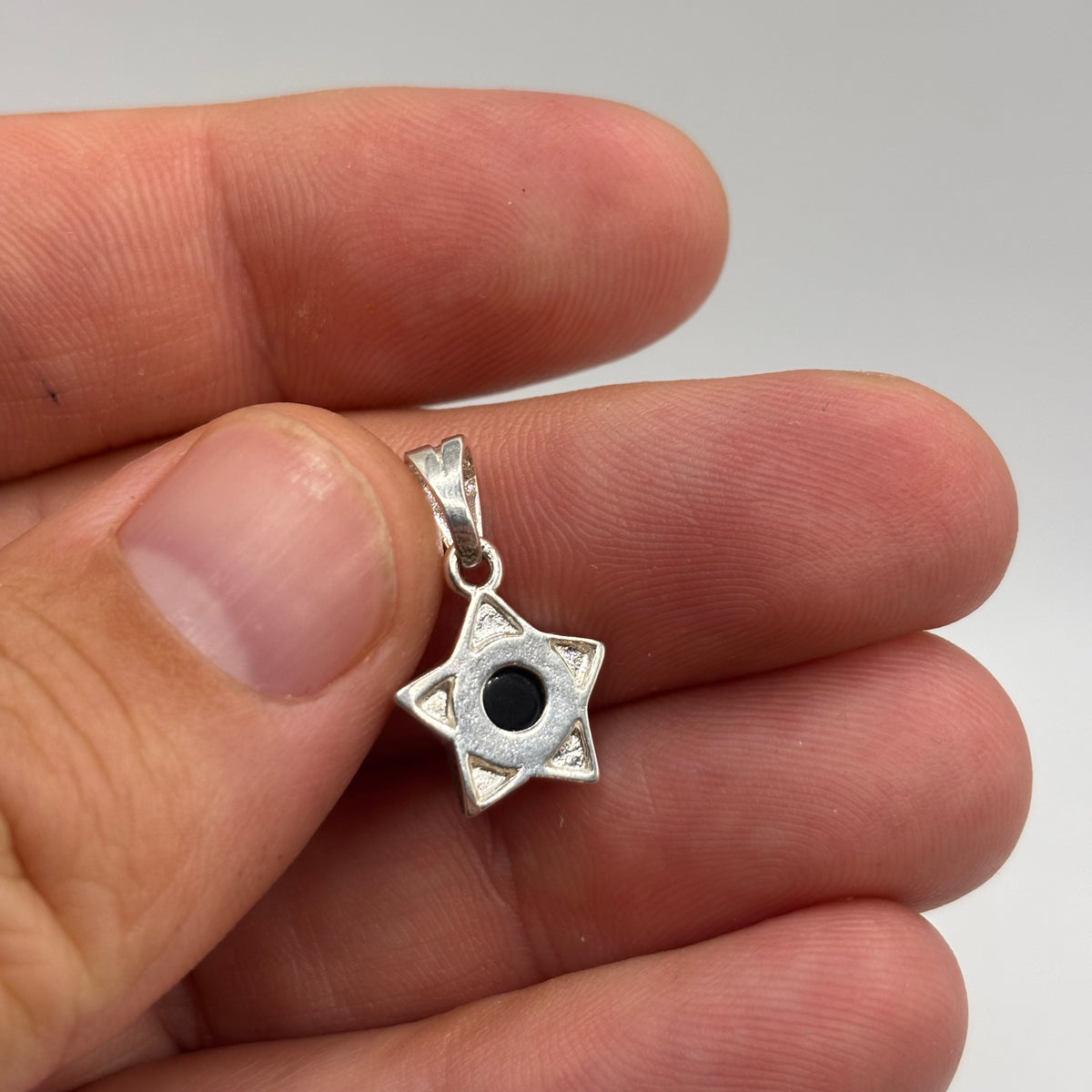 Silver Green Amber Star Pendant