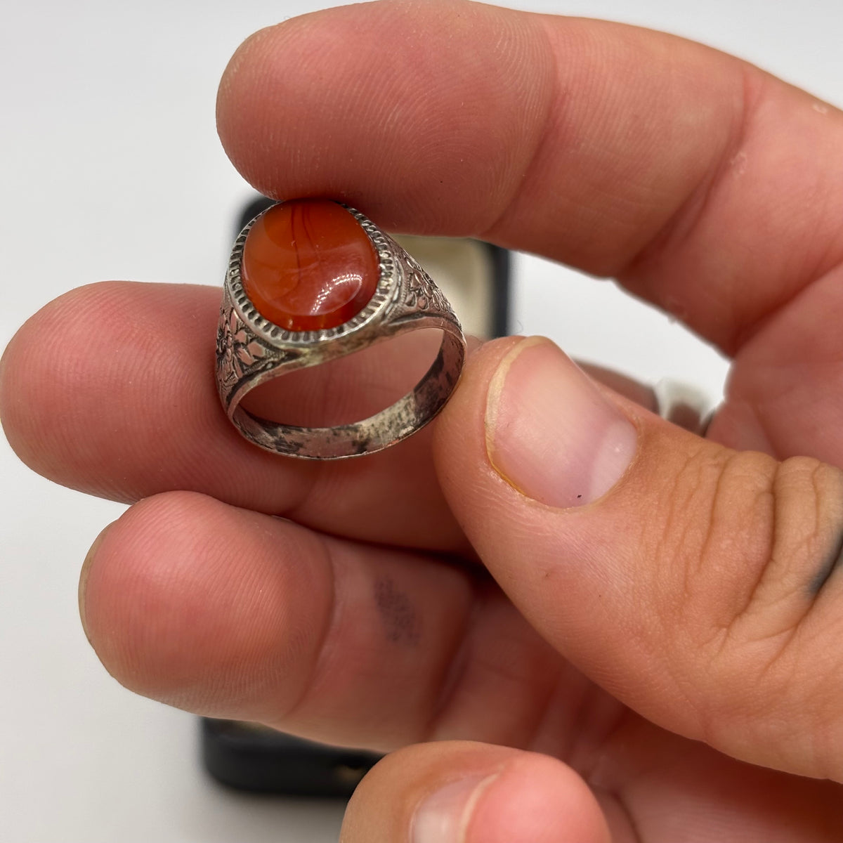 Silver Carnelian Signet Ring (N)