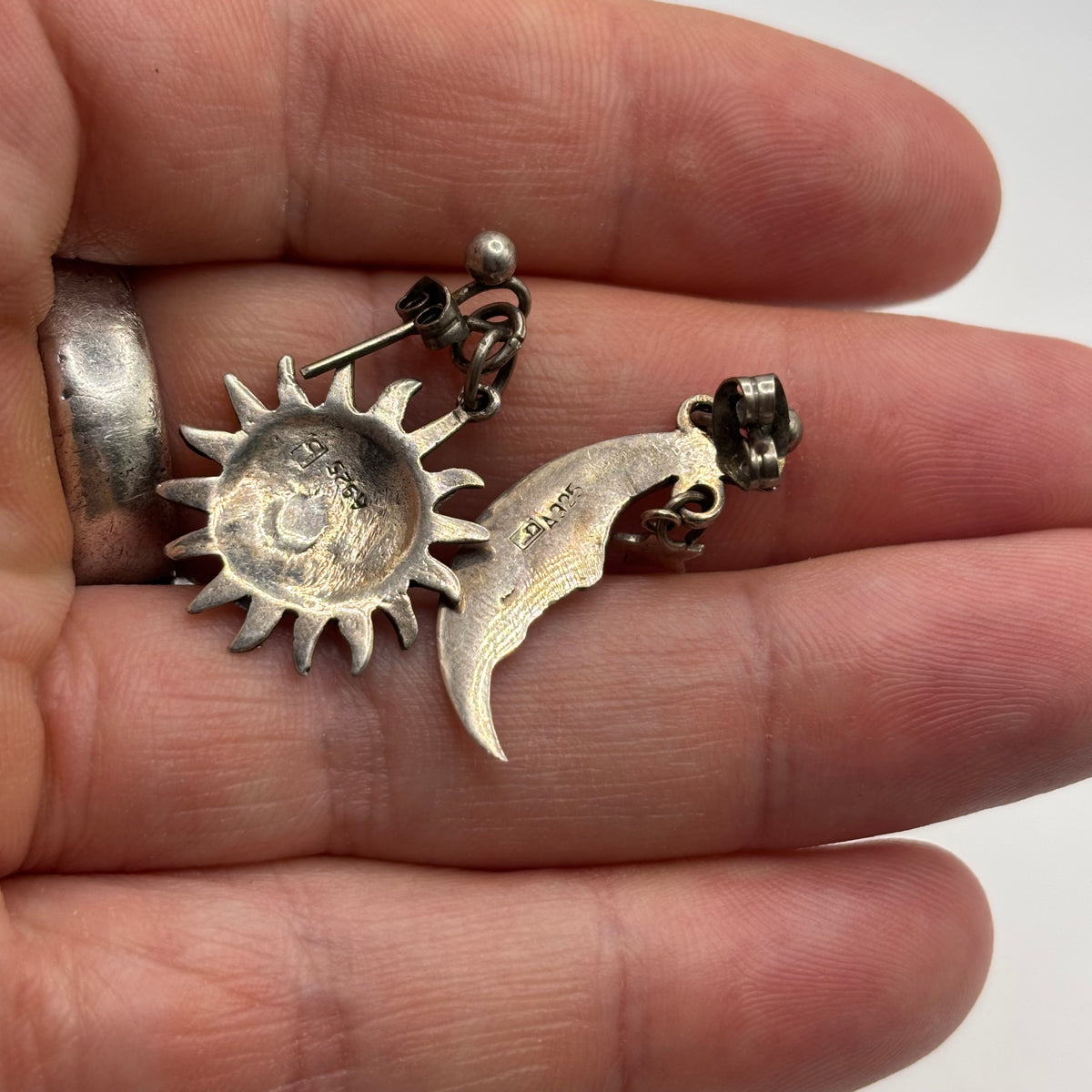 Silver Moon & Sun Earrings
