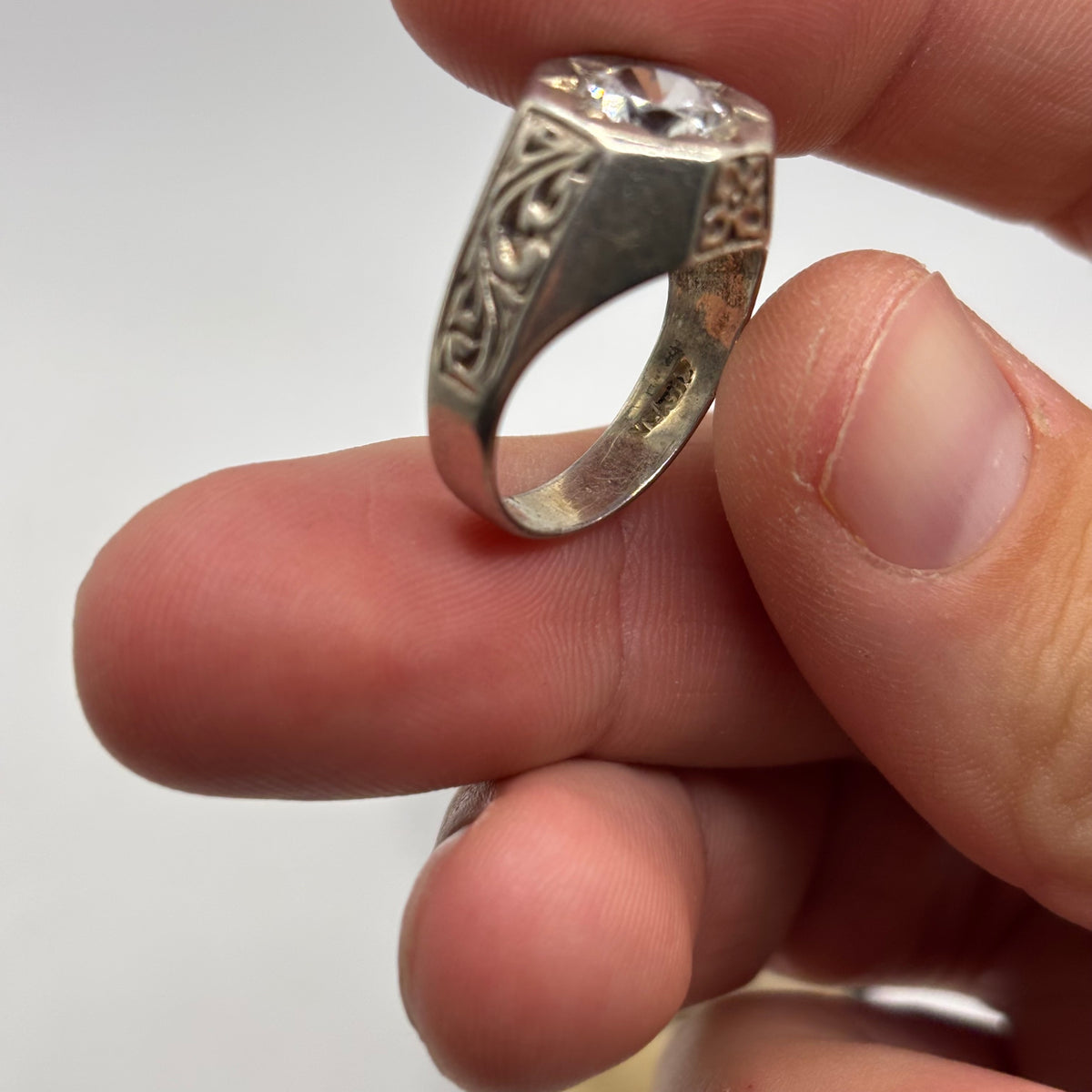 Silver Vintage CZ Gypsy Ring (N)