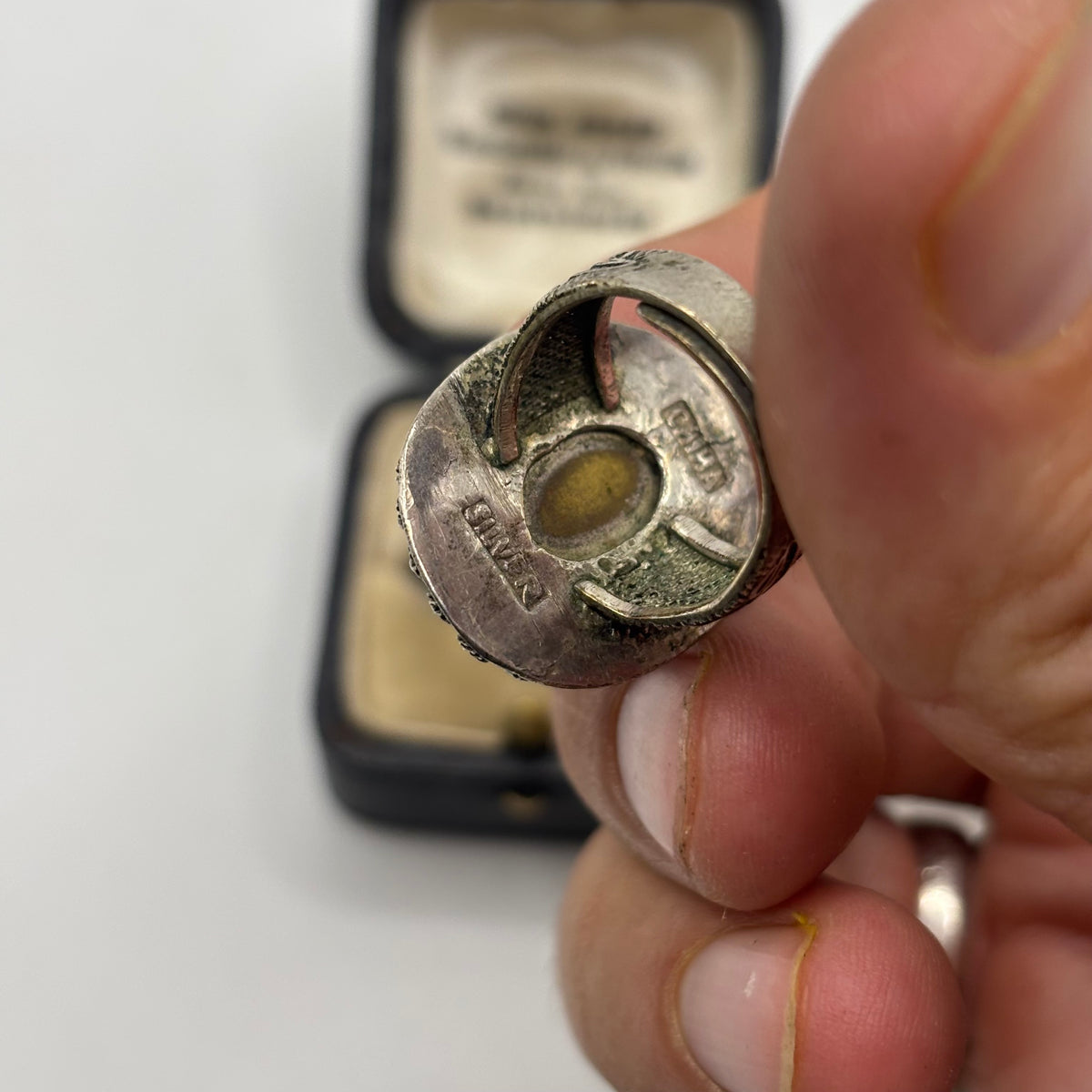 Silver 1920s Chinese Cinnabar Ring (O)