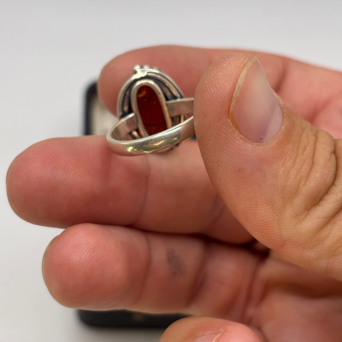 Silver Amber Ring (P)