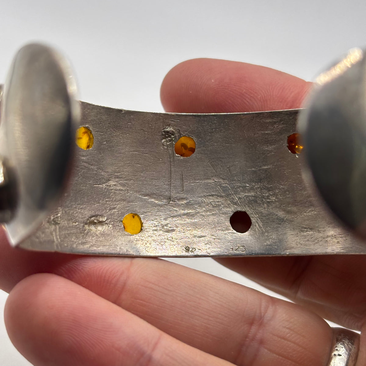 Silver Incredible Amber Modernist Cuff