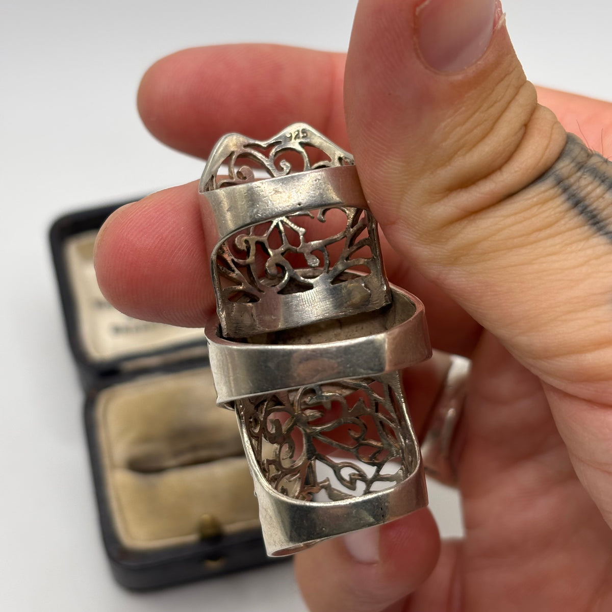Silver Full Finger Armour Ring (Q)