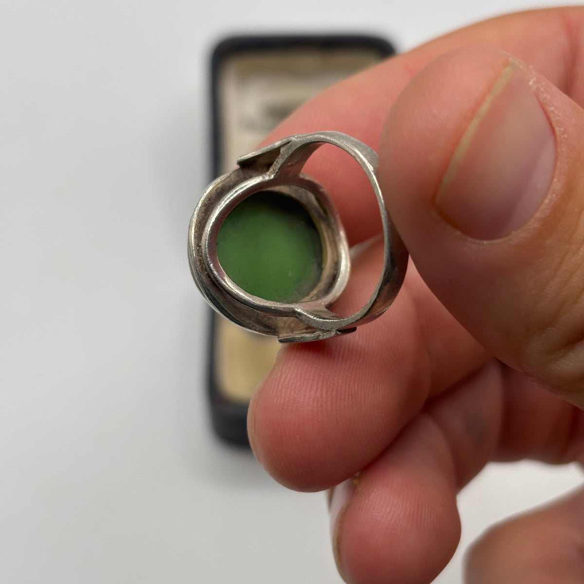 Silver Green Agate Ring (N)