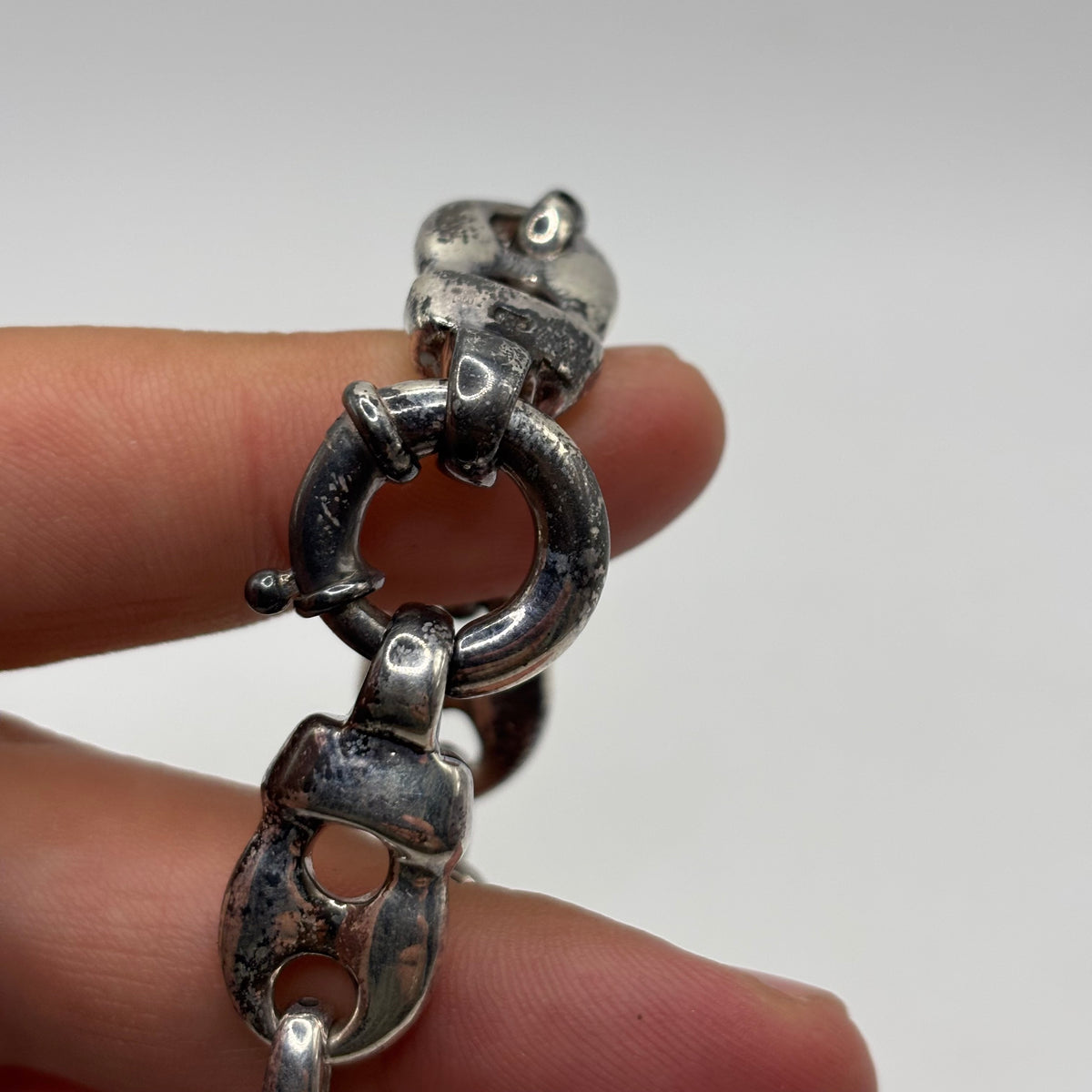Silver 7” Marina Puff Link Bracelet