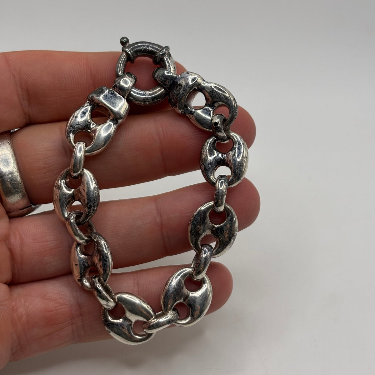 Silver 7” Marina Puff Link Bracelet