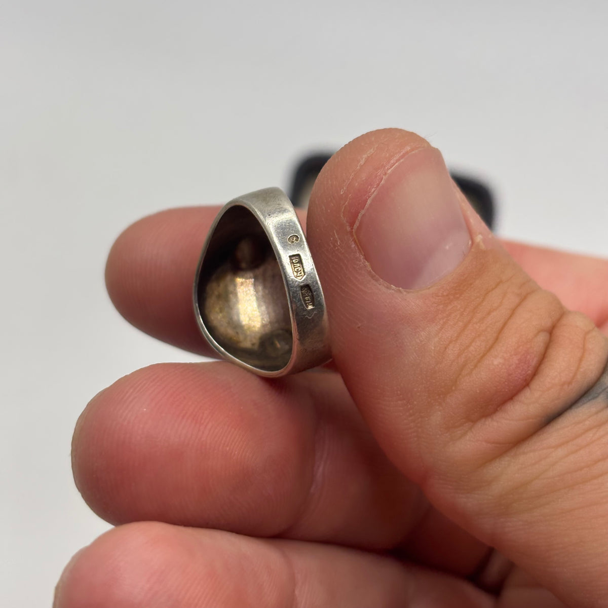 Silver Niello USSR Vintage Ring (N)