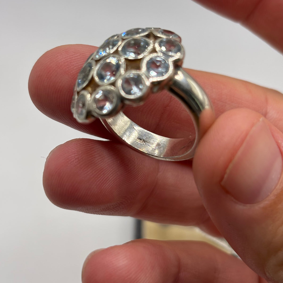 Silver Blue Topaz Chunky Ring (R)
