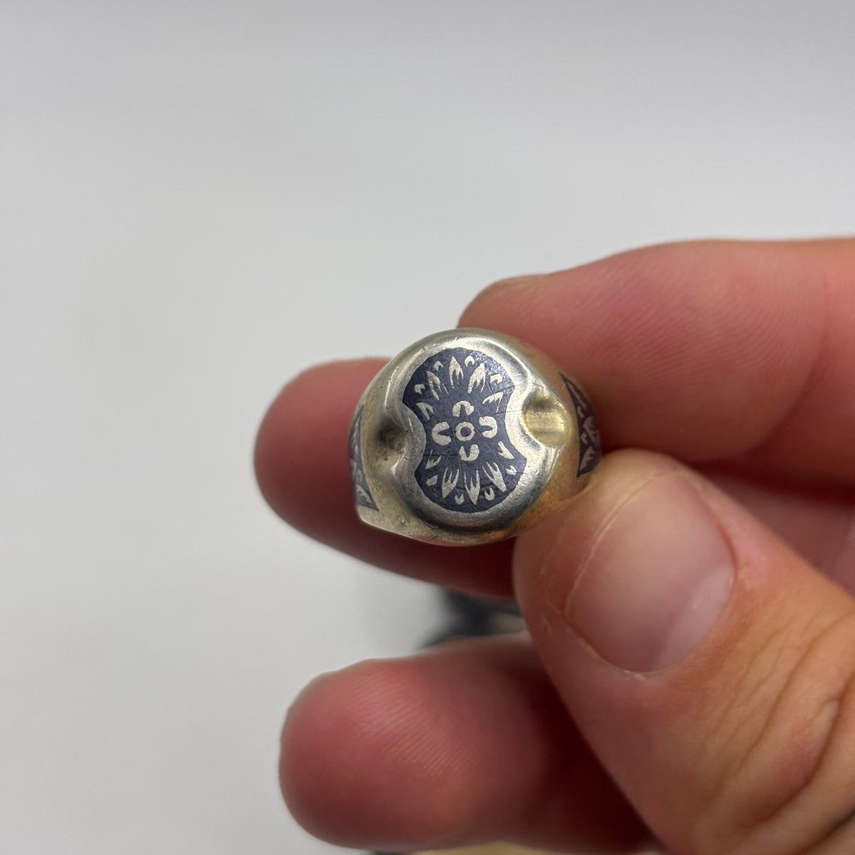 Silver Niello USSR Vintage Ring (N)