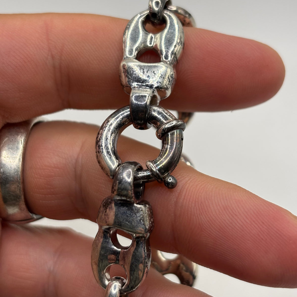 Silver 7” Marina Puff Link Bracelet