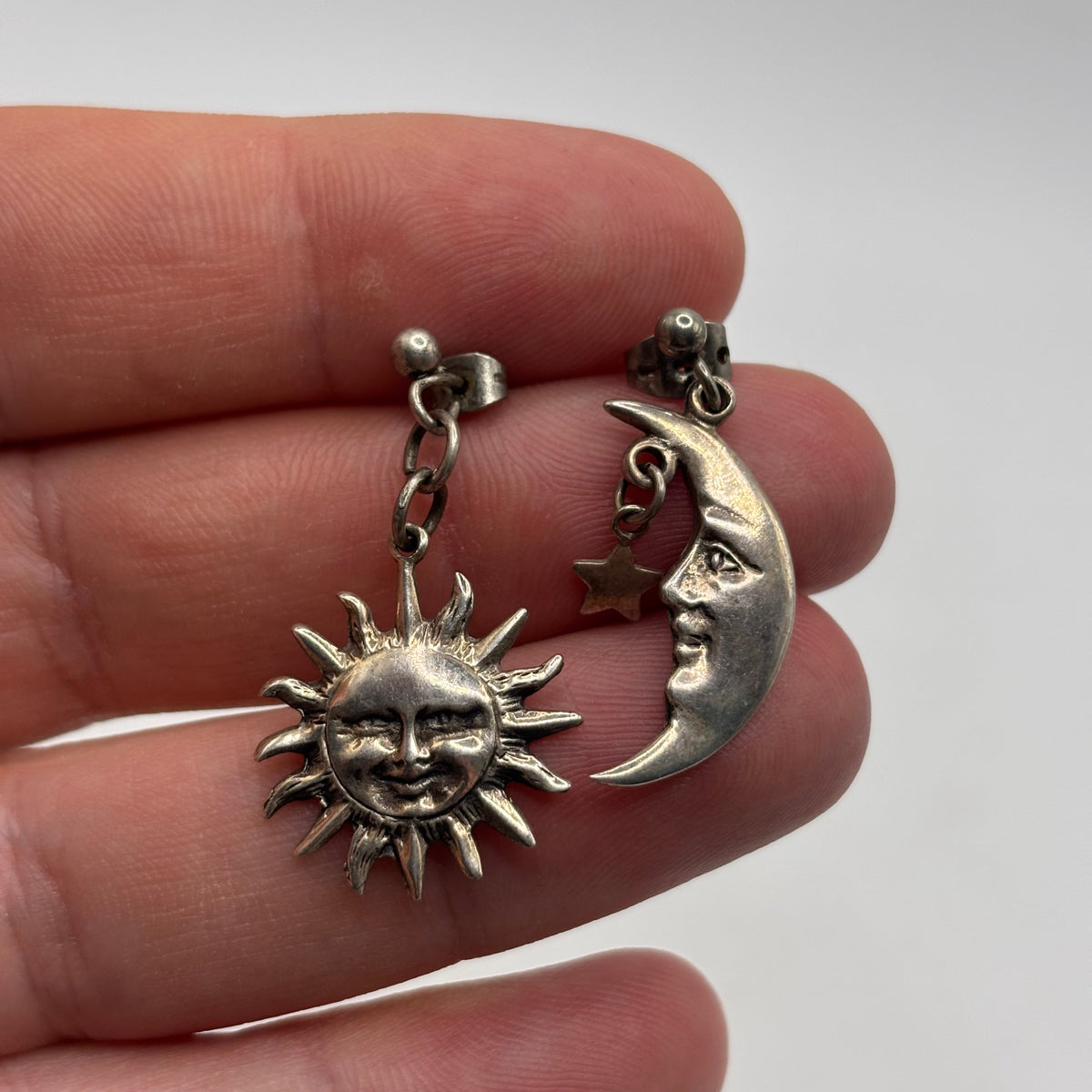 Silver Moon & Sun Earrings
