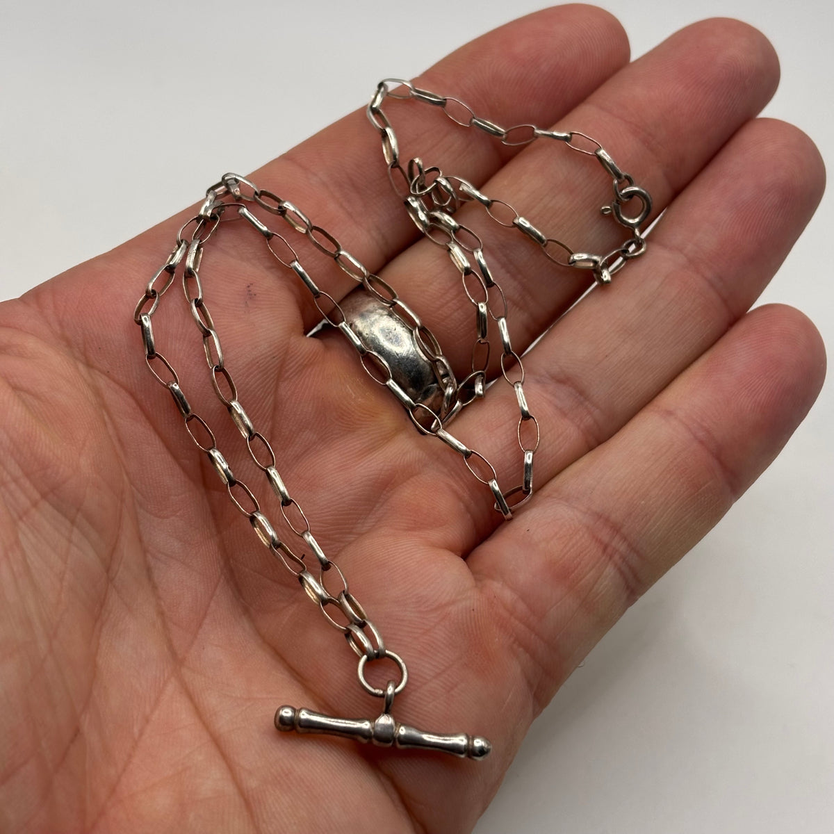 Silver 18” Belcher T-bar Necklace
