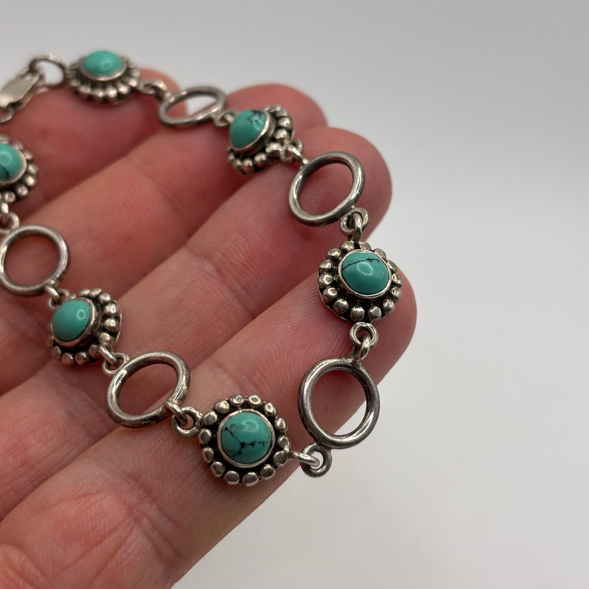Silver 7.5” Turquoise Bracelet