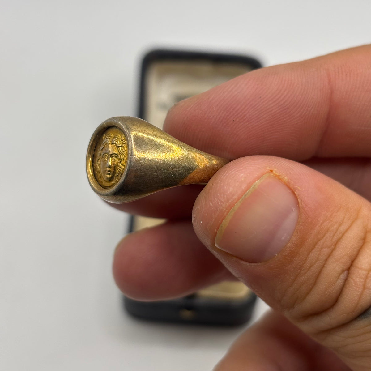 Gold On Silver Designer Medusa Head Ring (S)