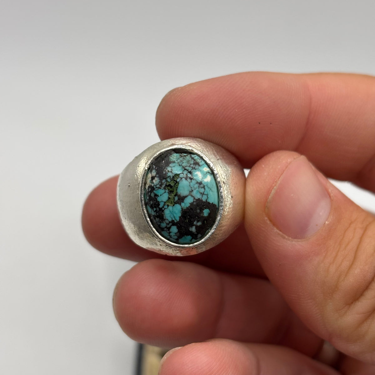 Silver Chunky Turquoise Ring (V)