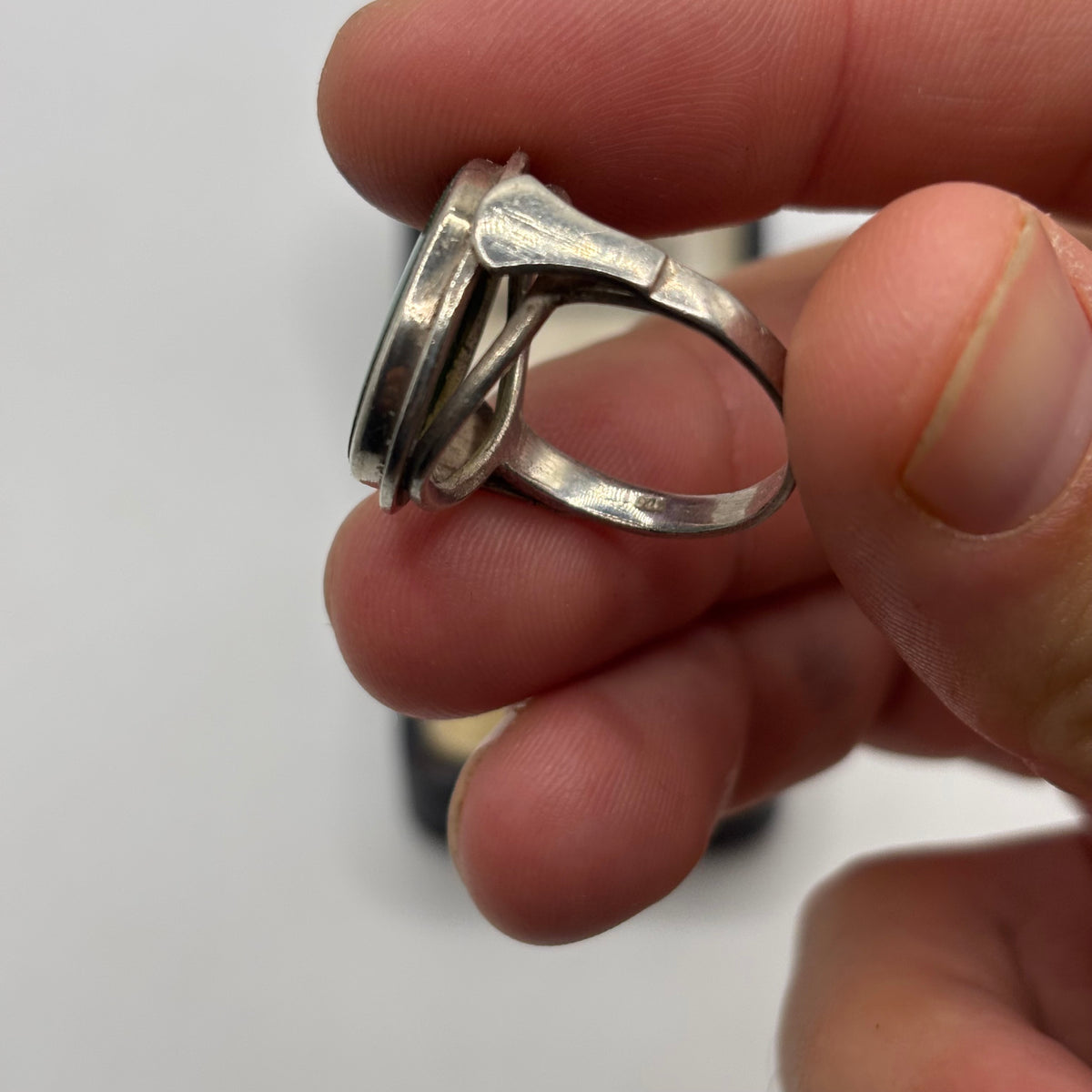 Silver Green Agate Ring (N)