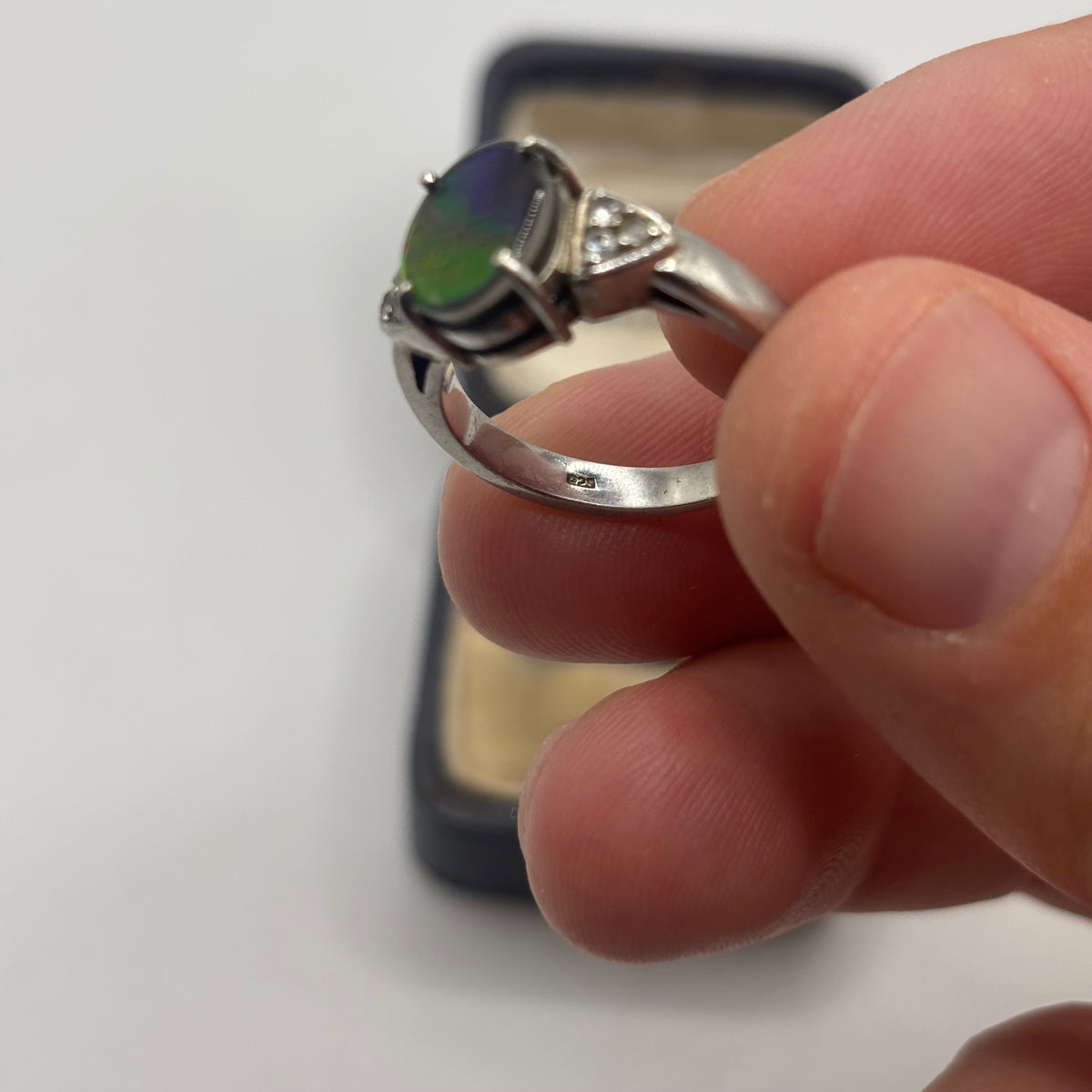 Silver Rare Ammolite Ring (N 1/2)