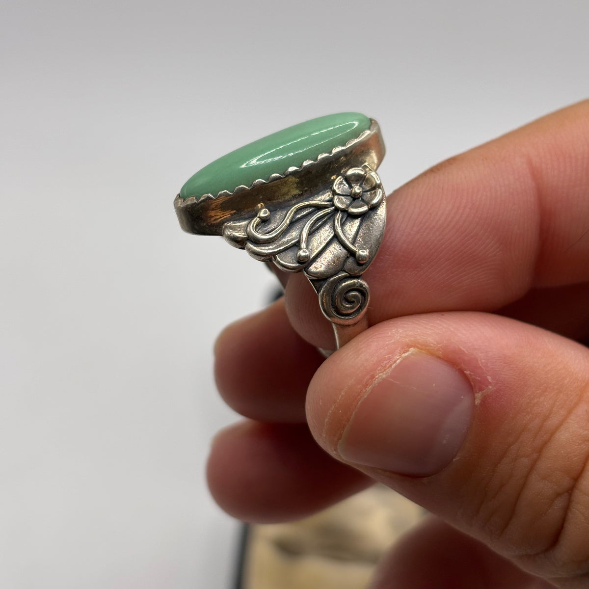 Silver Green Turquoise Carolyn Pollack Ring (Q)