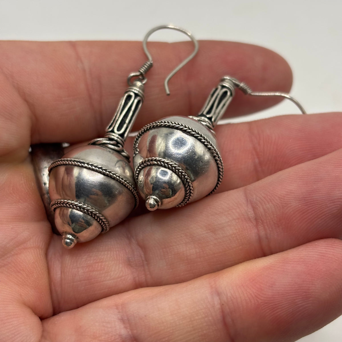 Silver Ball Drop Earrings