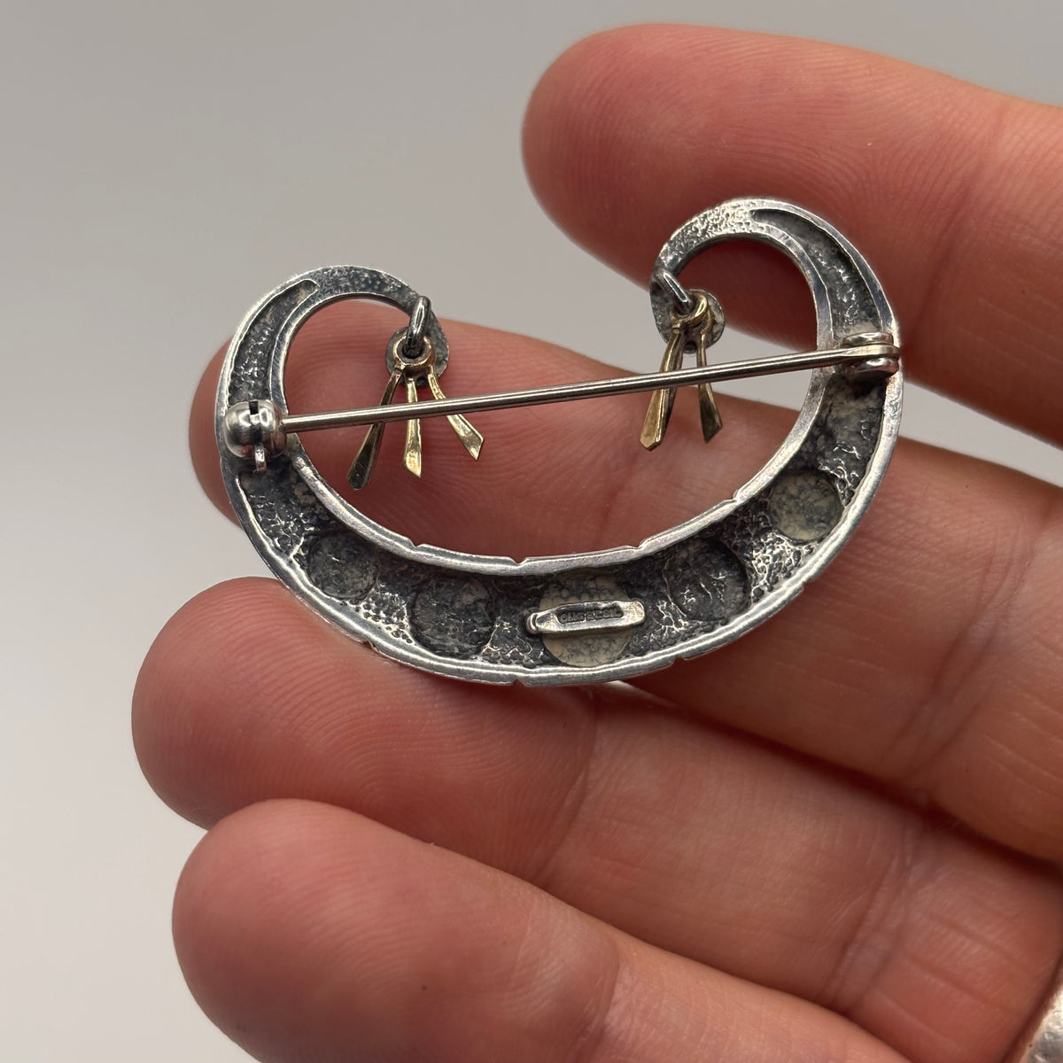 Silver Vintage Ola Gorie Long Boat Brooch