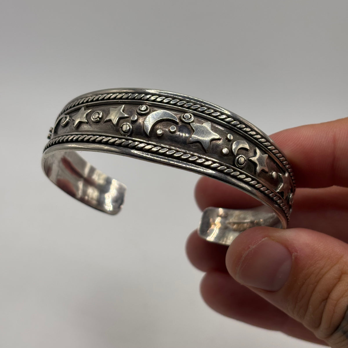 Silver Moon & Sun Bangle (62mm)