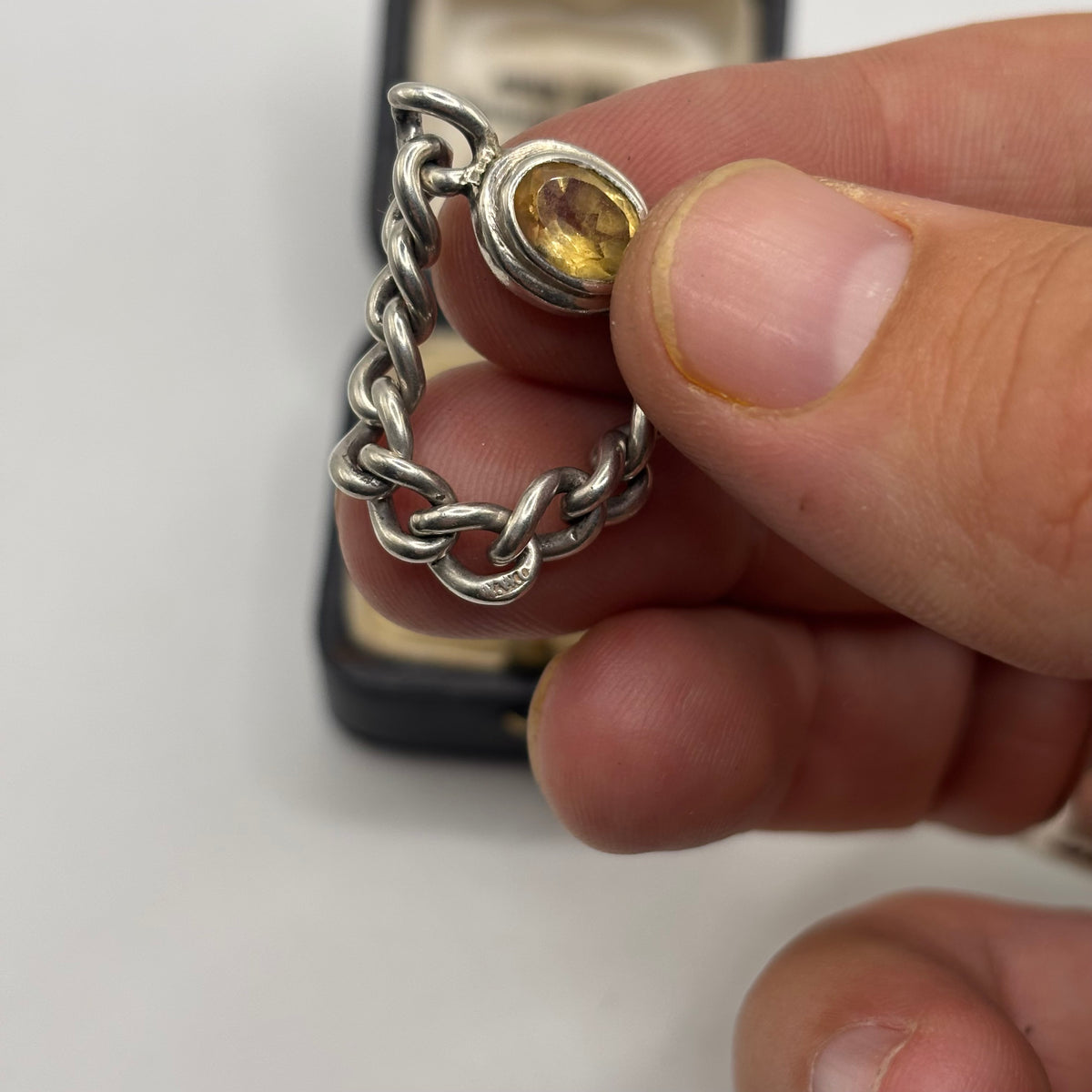 Silver Citrine Chain Ring (P)