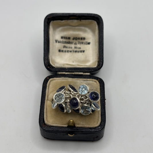 Silver Unusual Iolite & Blue Topaz Ring (N)