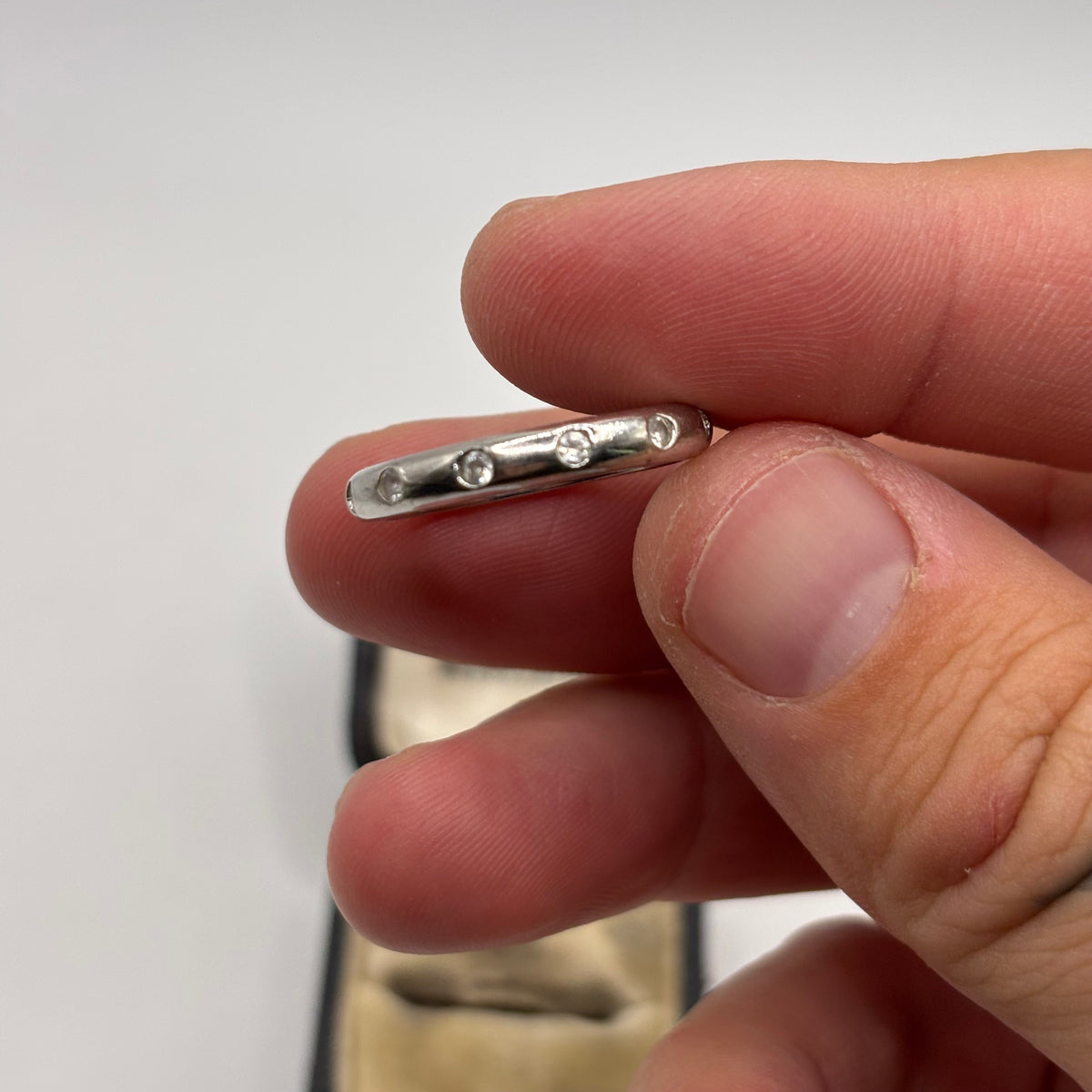Silver CZ Inlaid Band Ring (Q)