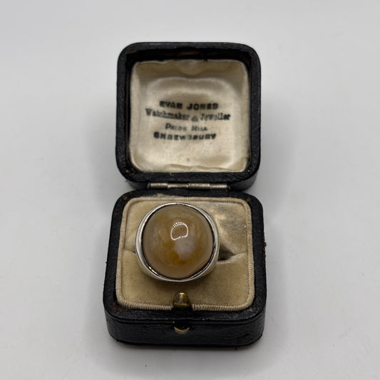 Silver Agate Midcentury Ring (L)