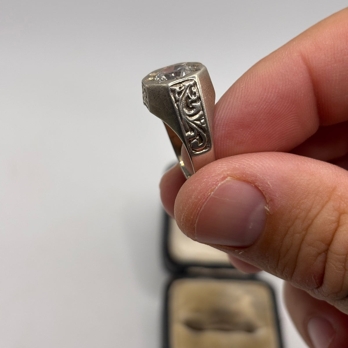 Silver Vintage CZ Gypsy Ring (N)