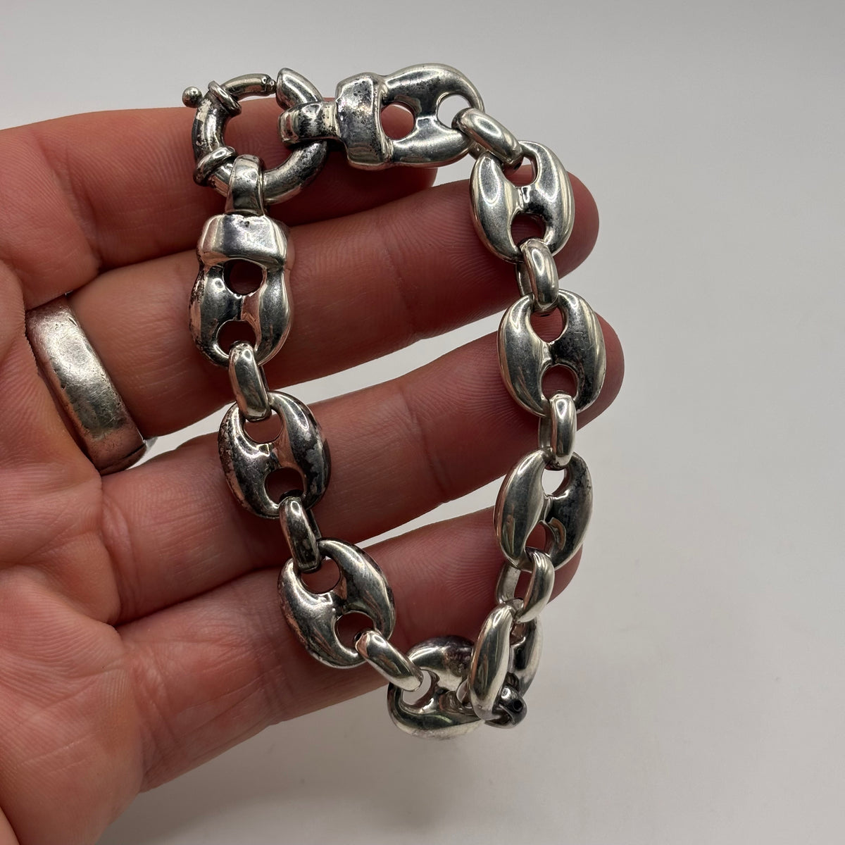 Silver 8” Marina Puff Link Bracelet
