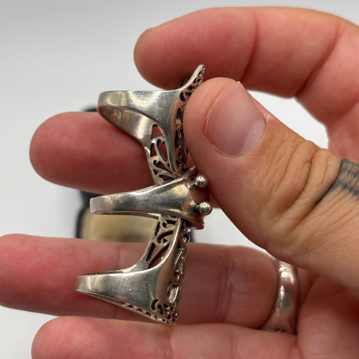 Silver Full Finger Armour Ring (R)