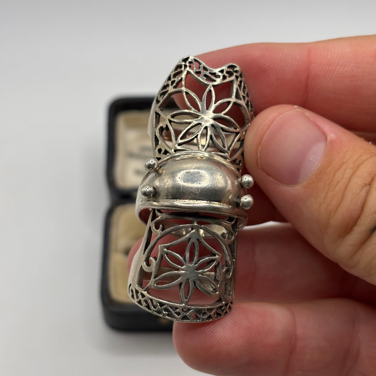 Silver Full Finger Armour Ring (R)