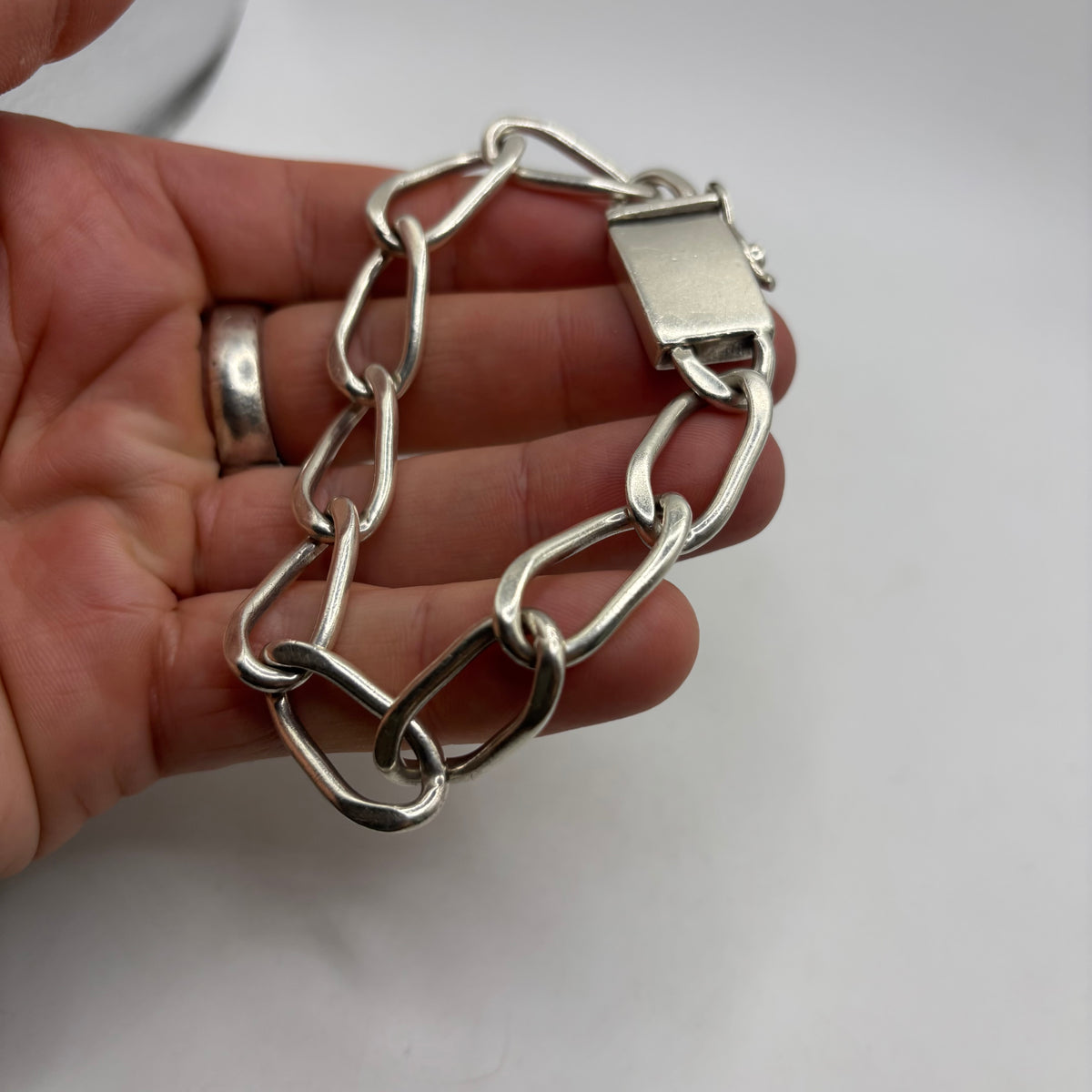 Silver 8.5” Heavy Mexican Curb Bracelet