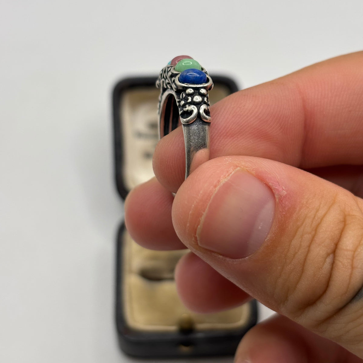 Silver Multi Gem Carolyn Pollack Ring (Q)