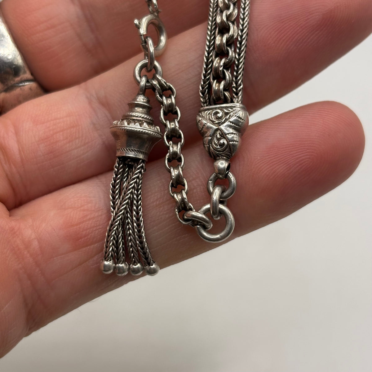 Silver 7.5” Rare Victorian Albertina Bracelet