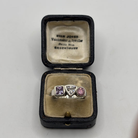 Silver Mixed Gem Ring (T)