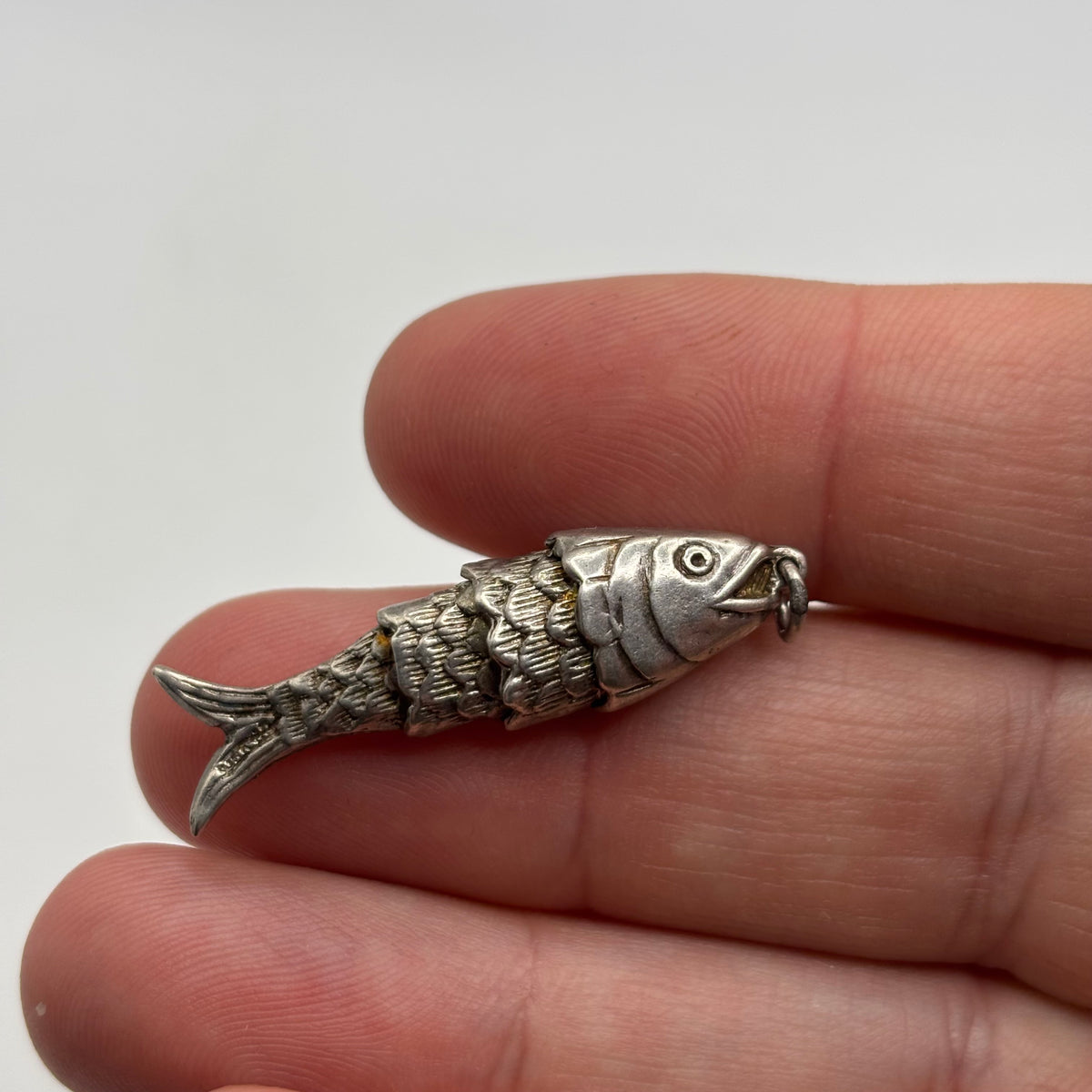 Silver Anatomical Fish Pendant