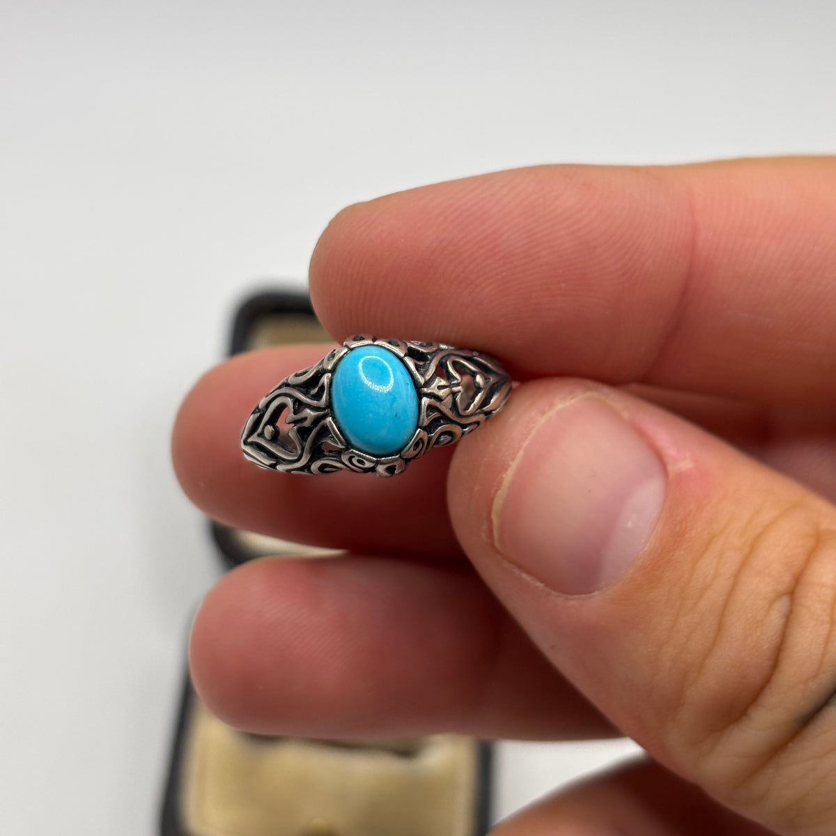 Silver Native American Turquoise Ring (N 1/2)