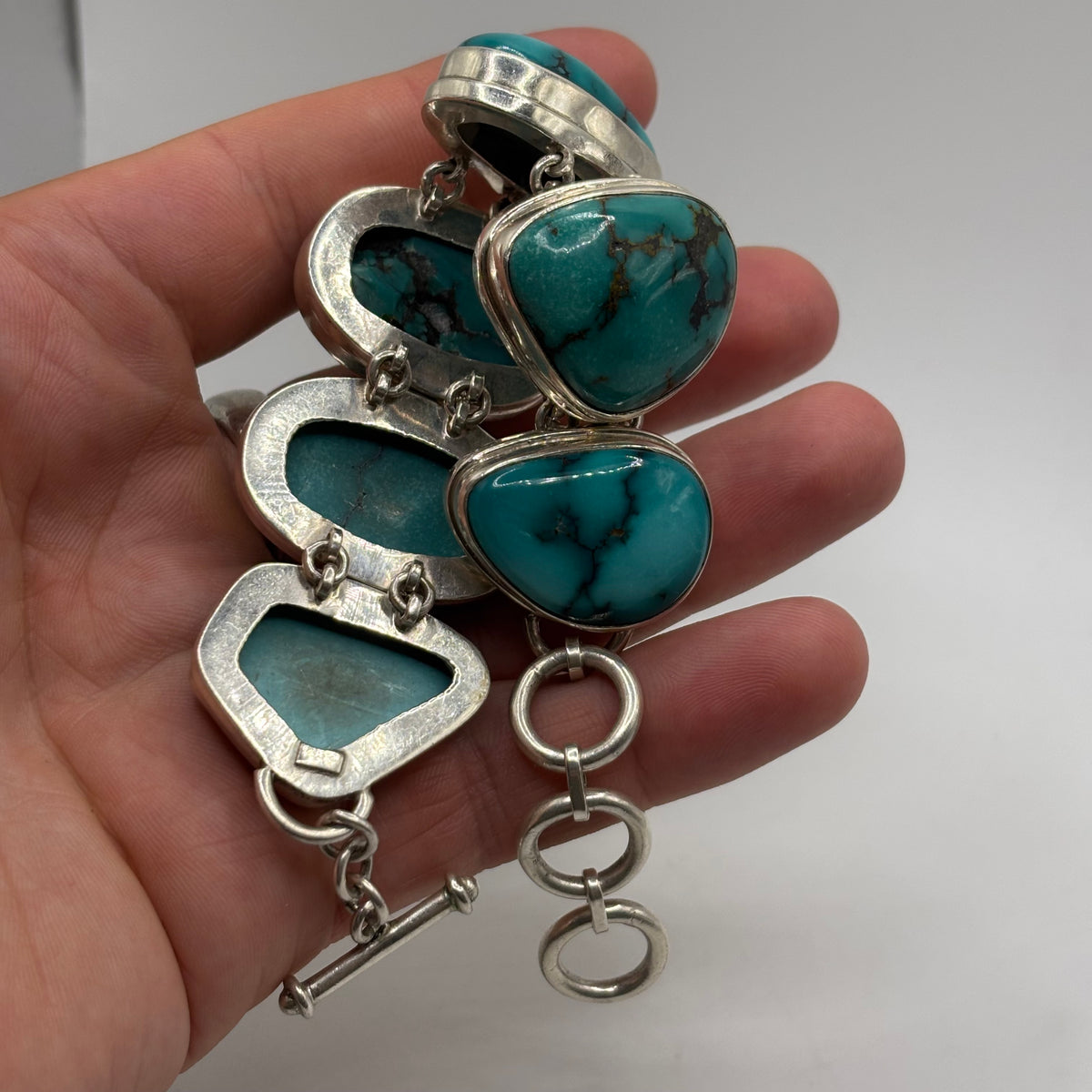 Silver 7”-8” Amazing Heavy Turquoise Bracelet