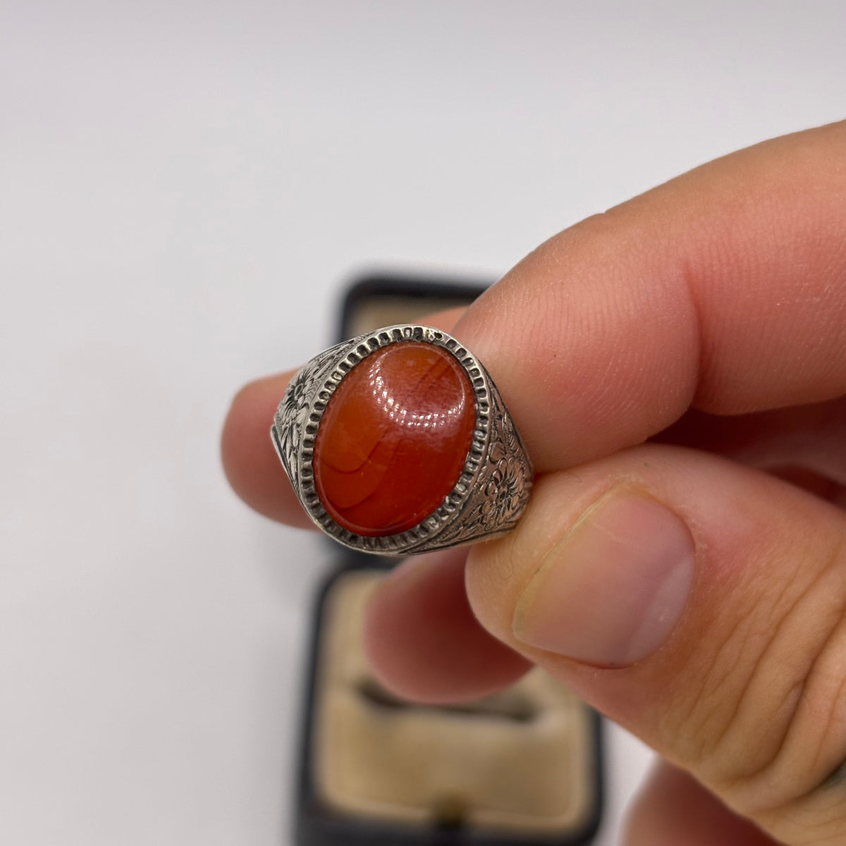 Silver Carnelian Signet Ring (N)