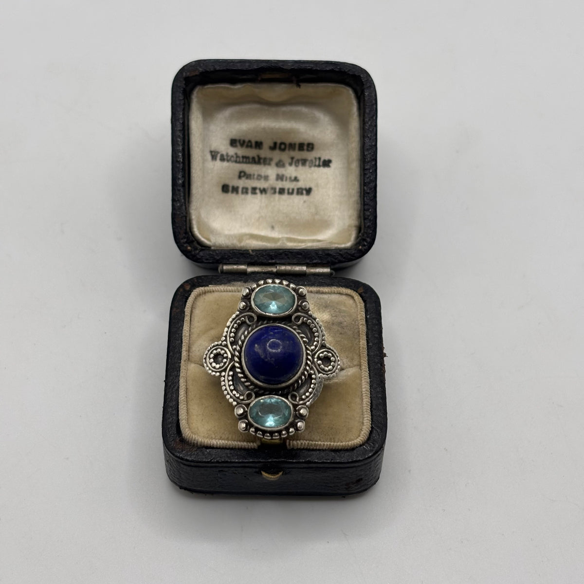 Silver Lapis & Mixed Gem Ring (L)